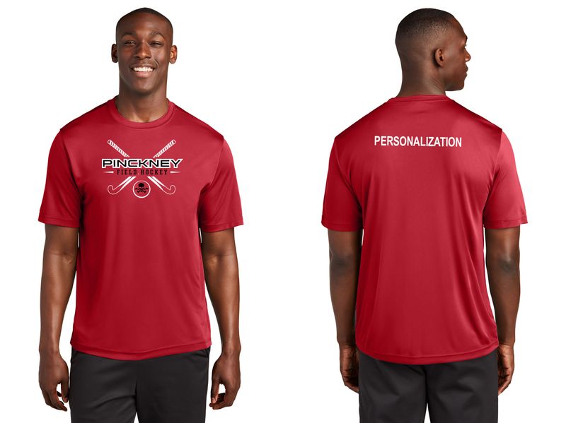 Adult Short Sleeve Performance Tee- Black, Red