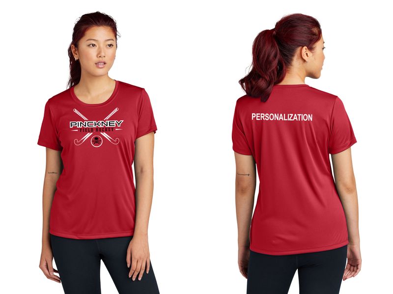 Ladies Short Sleeve Performance Tee- Black, Red
