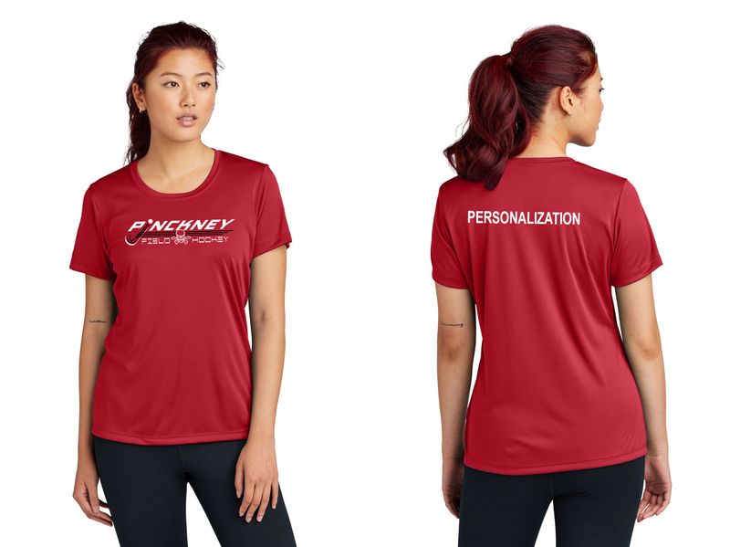 Ladies Short Sleeve Performance Tee- Black, Red