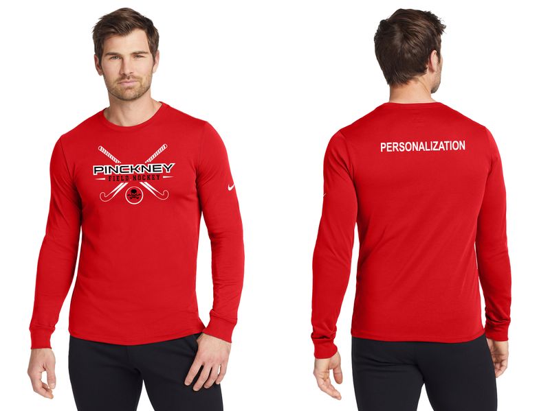 Nike Dri-FIT Cotton/Poly Long Sleeve Tee- Black, Red