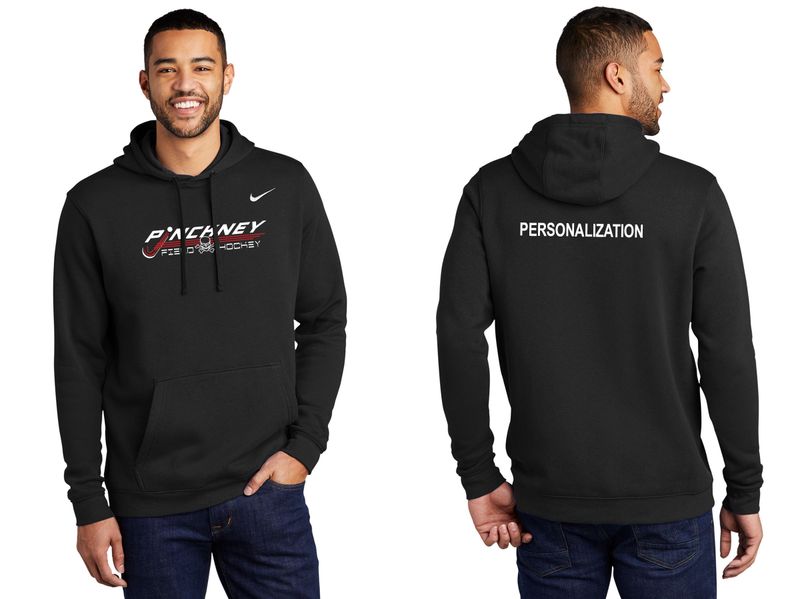 Adult Nike Club Fleece Pullover Hoodie- Black, Red