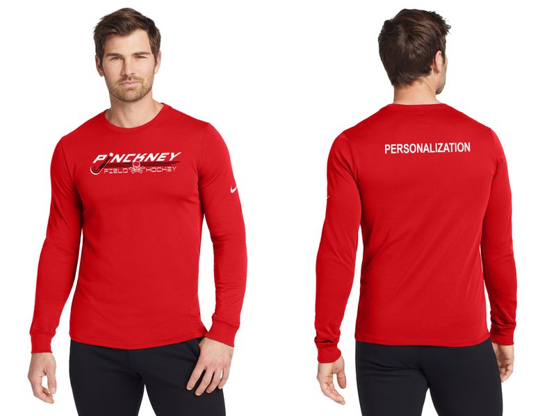Nike Dri-FIT Cotton/Poly Long Sleeve Tee- Black, Red