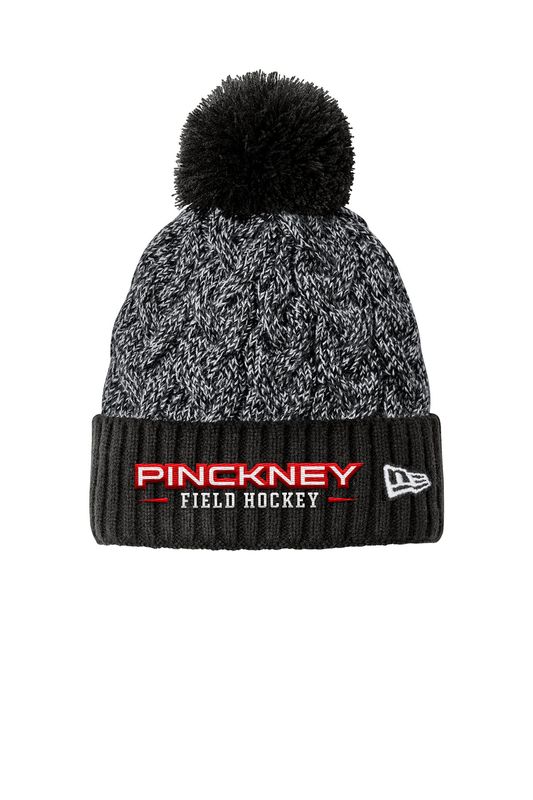New Era Marled Knit Pom Beanie- Black, Red