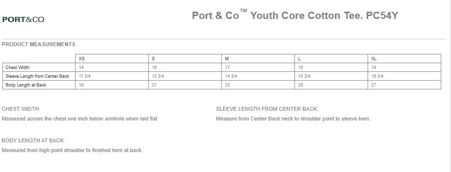 Youth Core Cotton Tee- Navy, Grey, White