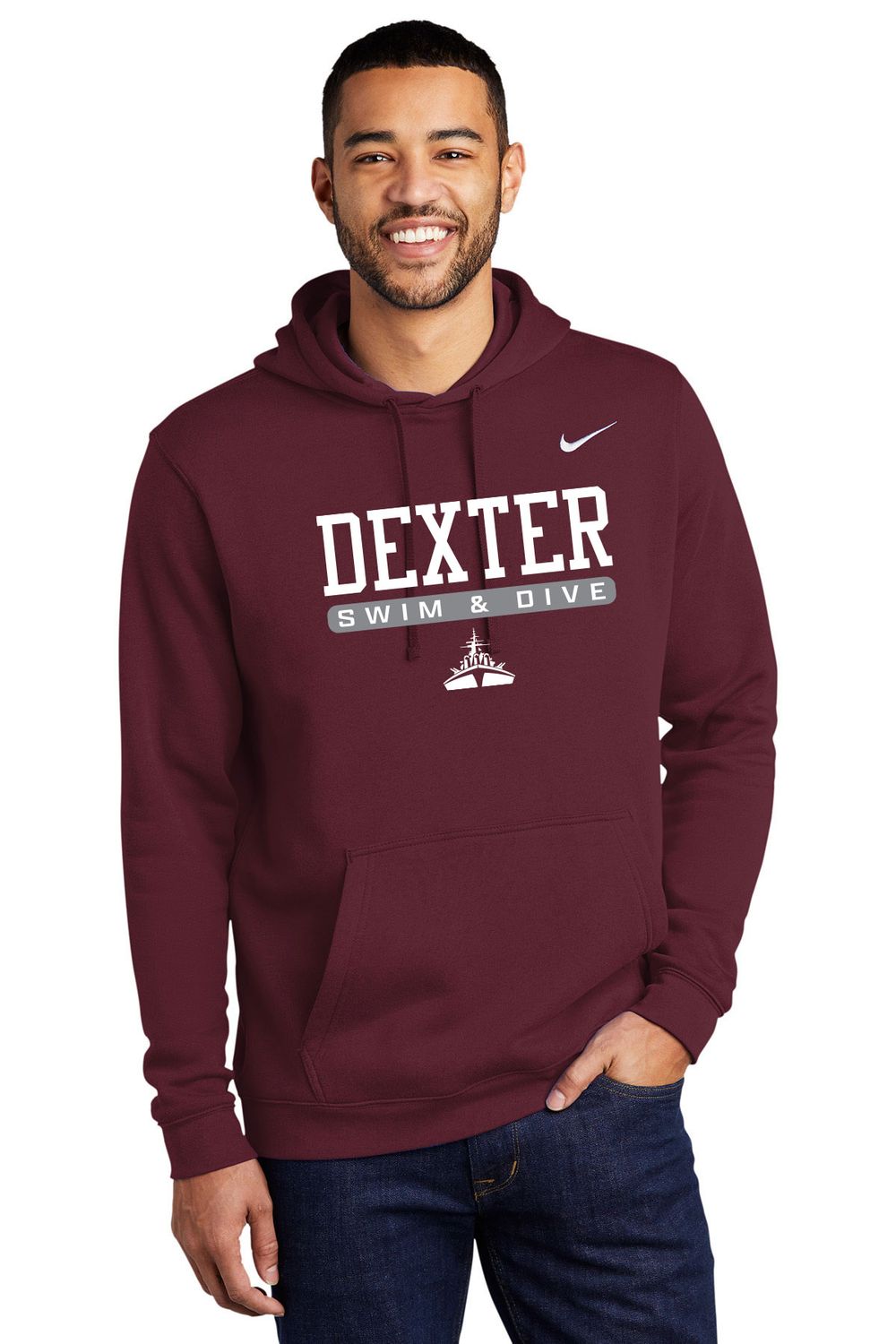 [TEAM GEAR] Adult Nike Club Fleece Pullover Hoodie- Maroon