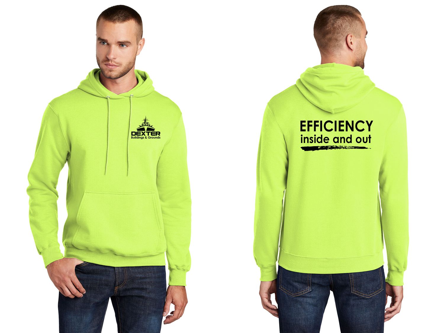 Adult Cotton Hooded Sweatshirt - Safety Green