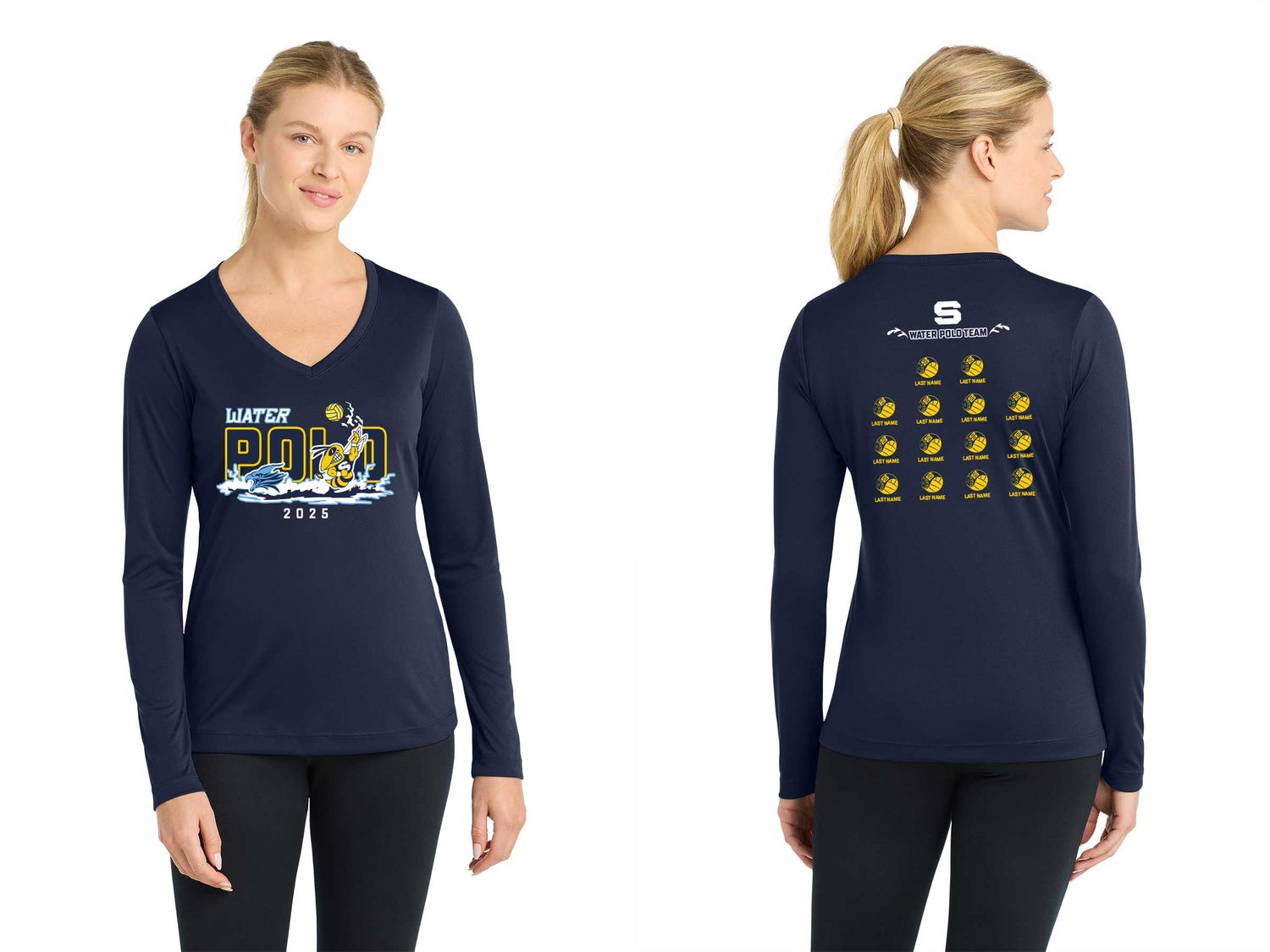Ladies Long Sleeve Performance Tee- Grey, Navy, White