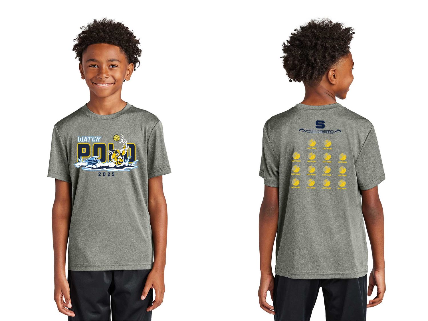 Youth Short Sleeve Performance Tee- Navy, White, Grey