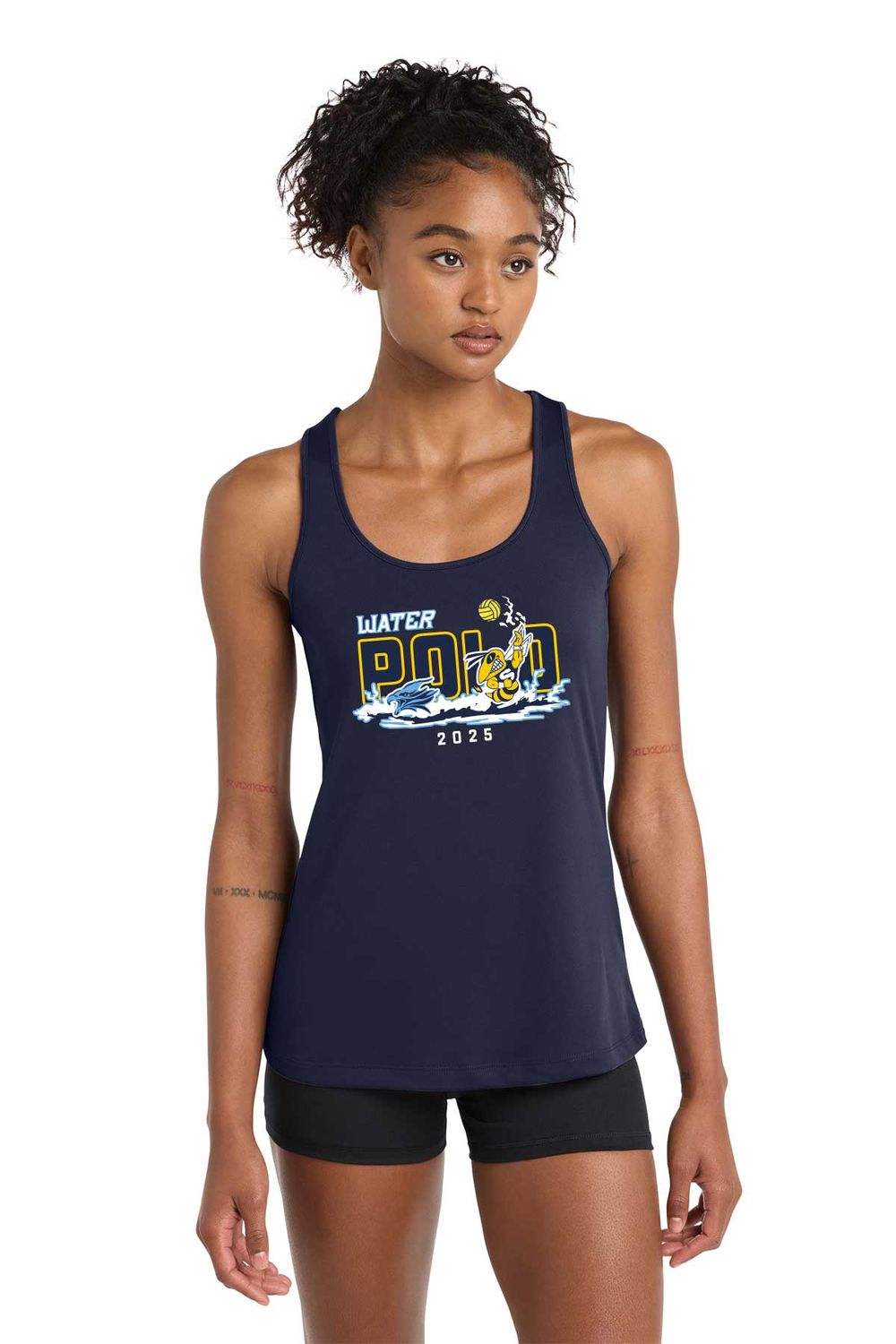 Ladies Sport-Tek Performance Racerback Tank- Navy, White