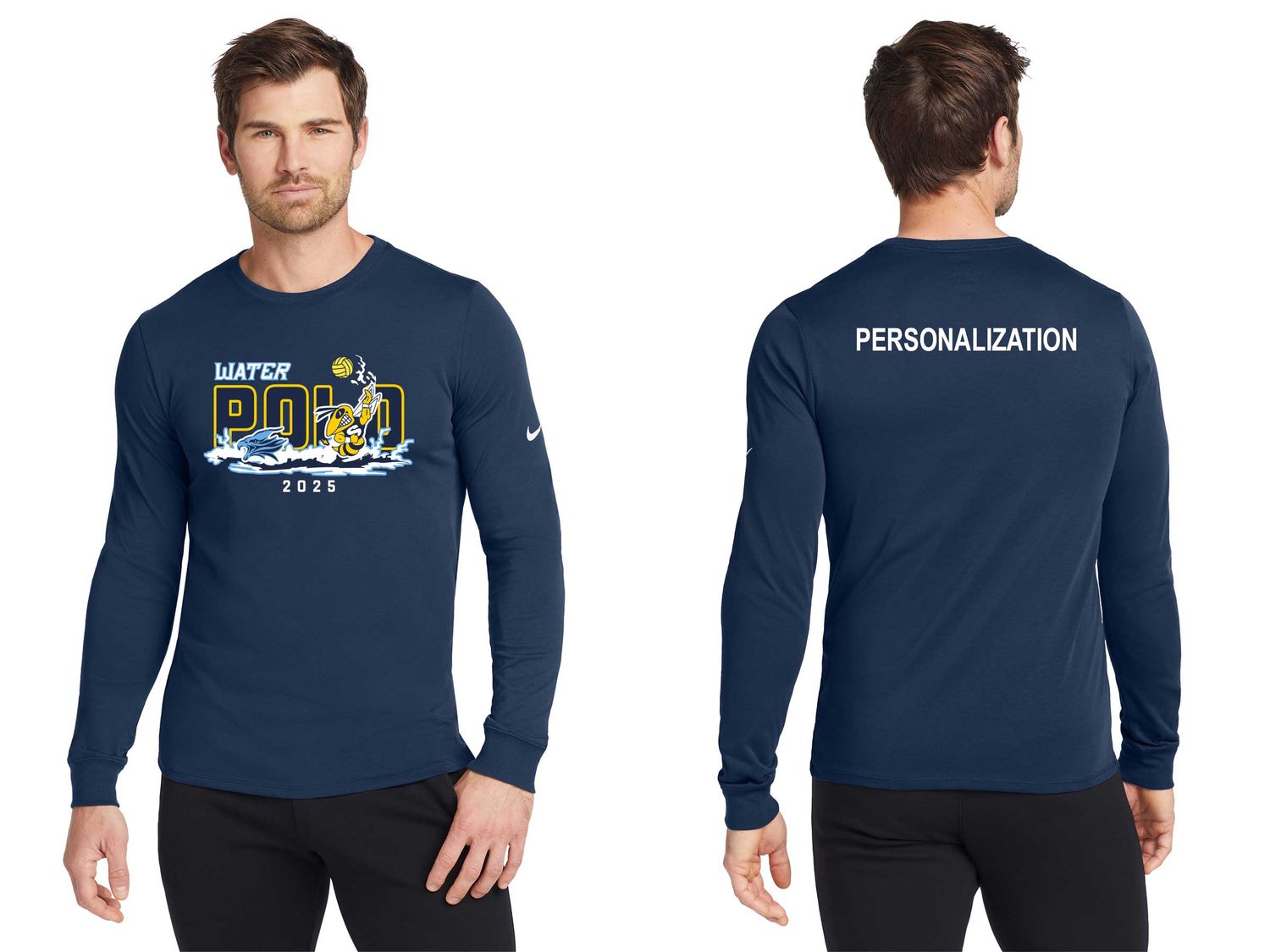 Nike Dri-FIT Cotton/Poly Long Sleeve Tee- Navy, White, Anthracite