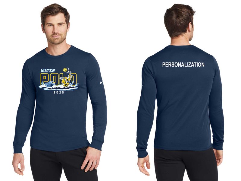 Nike Dri-FIT Cotton/Poly Long Sleeve Tee- Navy, White, Anthracite