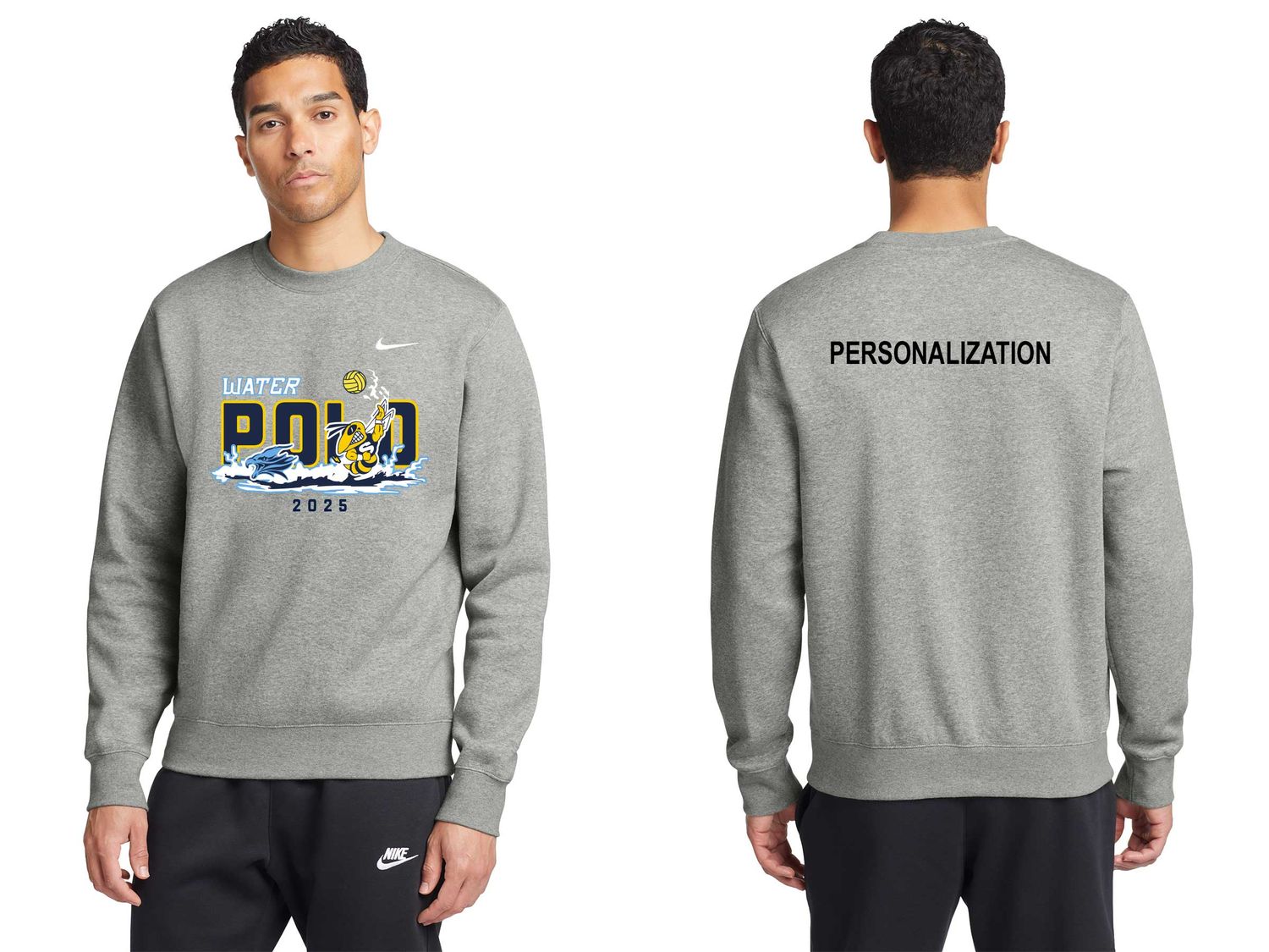 Nike Club Fleece Crew-Navy, Dark Grey Heather, White