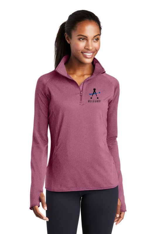 NEW Ladies' Stretch 1/4 Zip- Black, Red, White, Dusty Rose, True Royal Heather, Pink Rush Heather, Charcoal Grey Heather, Iris Purple