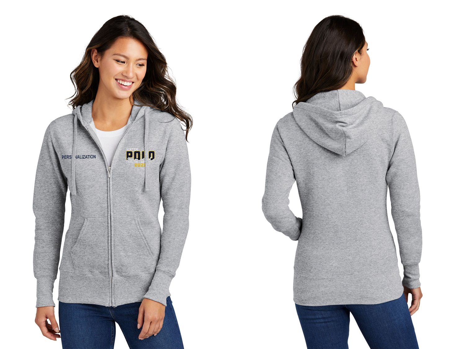 Ladies Core Fleece Full-Zip Hooded Sweatshirt - White, Athletic Heather, Navy