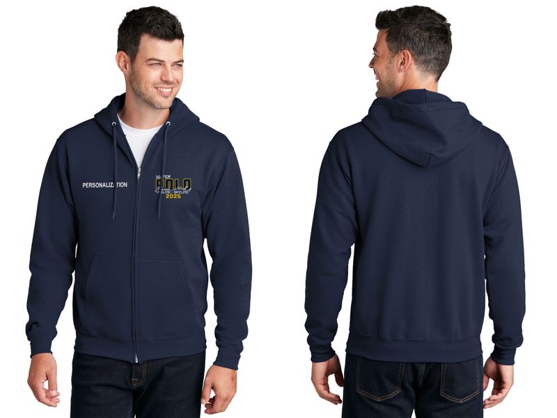 Unisex Core Fleece Full-Zip Hooded Sweatshirt - Athletic Grey, White,  Navy