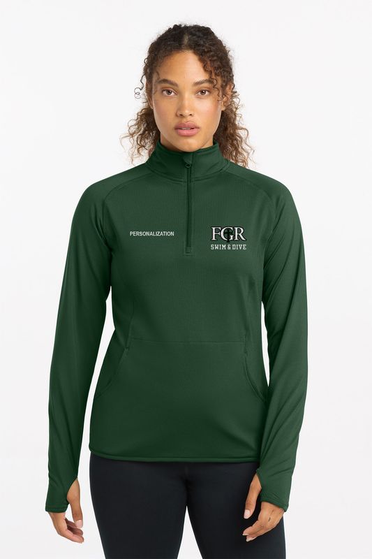 Ladies' Stretch 1/4 Zip- Black, Forest Green, White