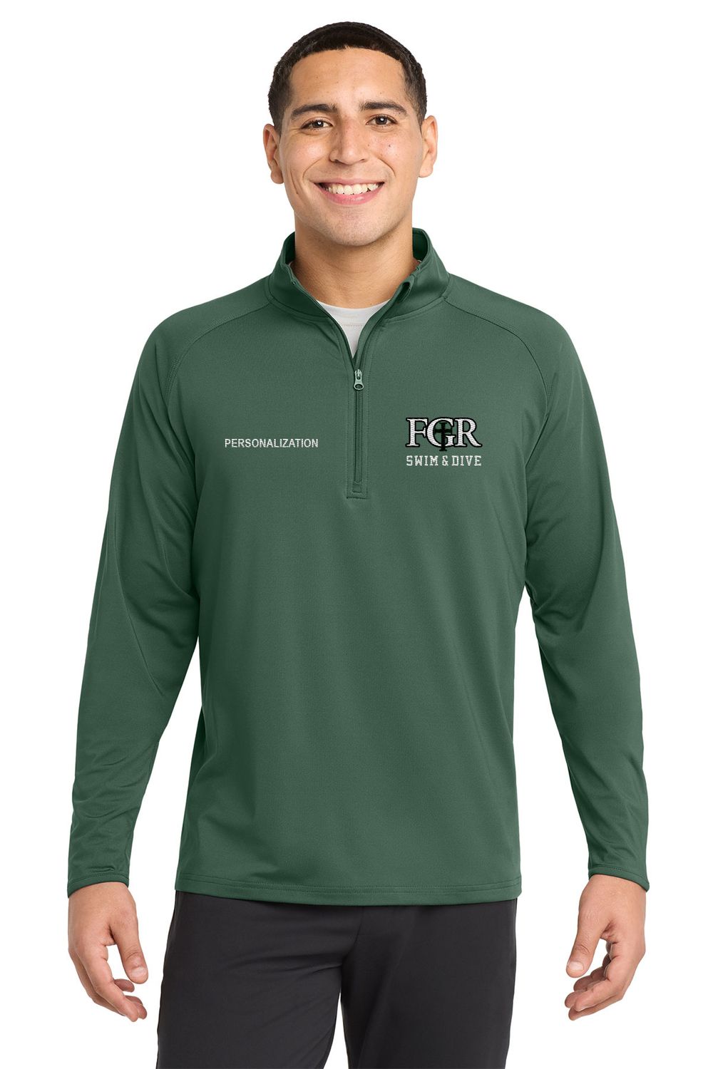Adult Men's Stretch 1/4 Zip- Black, Dark Green, White
