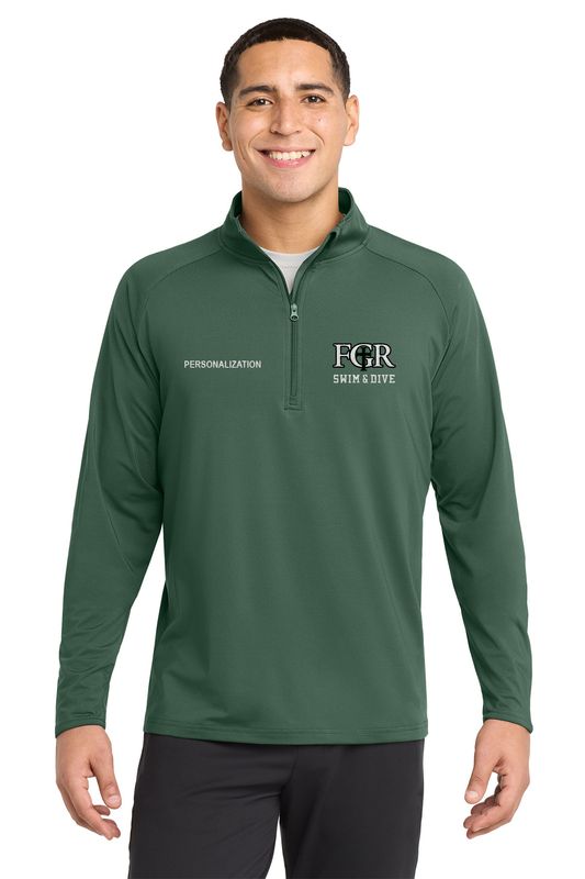 Adult Men's Stretch 1/4 Zip- Black, Dark Green, White
