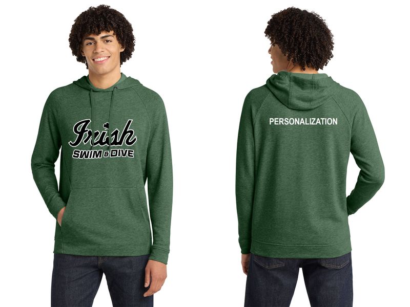 Sport-Tek Lightweight French Terry Pullover Hoodie- Black, Forest Green Heather
