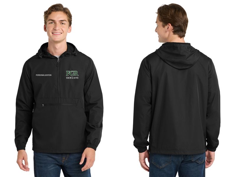 Zipped Pocket Anorak Jacket -Black, White, Forest Green
