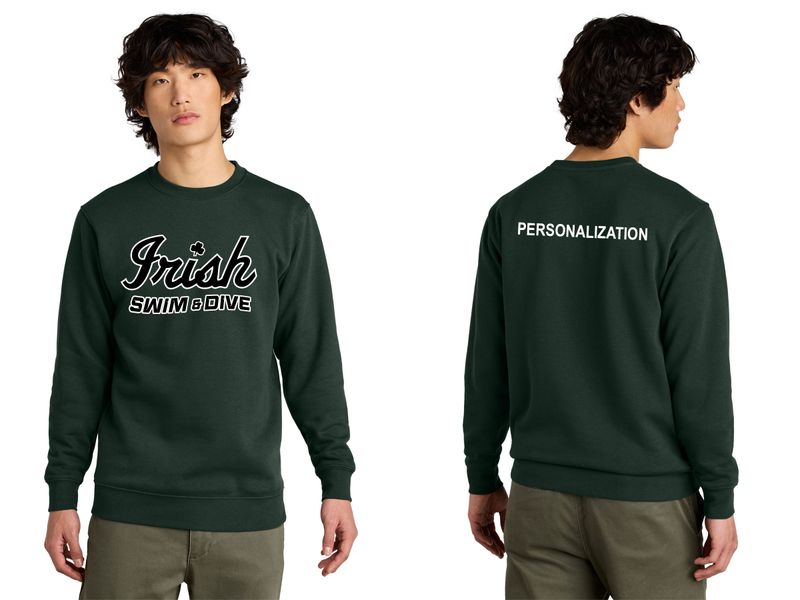District V.I.T. Fleece Crew (full front logo)- Black, Dark Green, White
