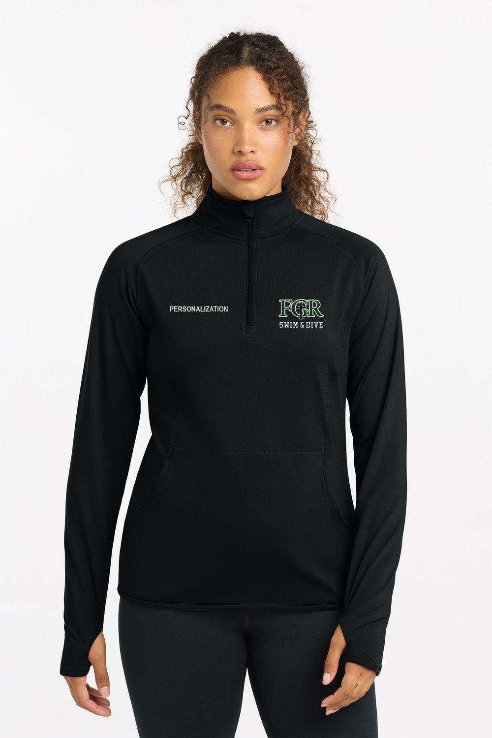 Ladies' Stretch 1/4 Zip- Black, Forest Green, White
