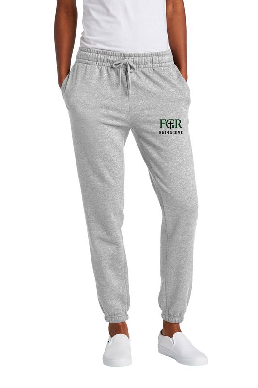 Ladies' Fleece Jogger- Black, Light Heather Grey