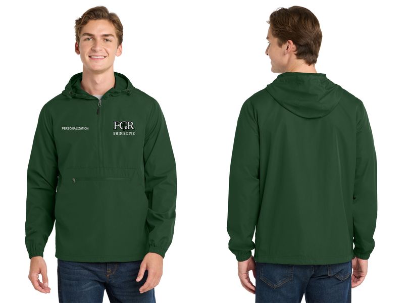 Zipped Pocket Anorak Jacket -Black, White, Forest Green