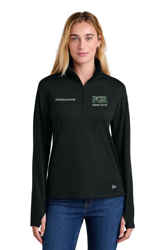 New Era Women’s Power 1/2-Zip- Black, Grey