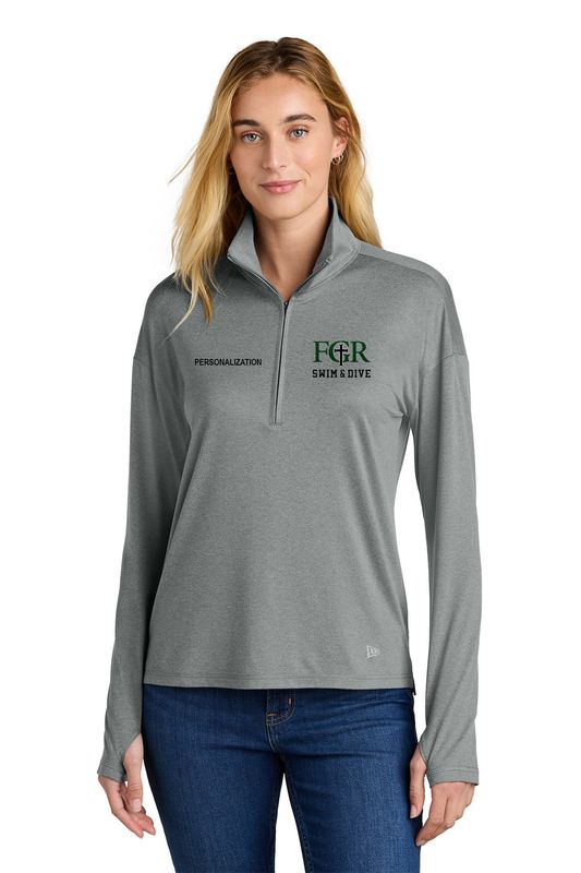 New Era Women’s Power 1/2-Zip- Black, Grey