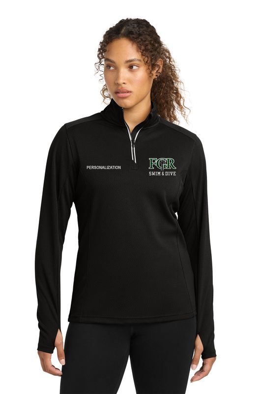 Ladies Sport Tek Textured 1/4-Zip Pullover -Black