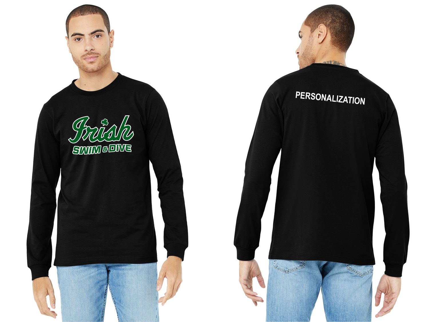 Adult Soft Cotton Long Sleeve T-Shirt- Black, White, Forest