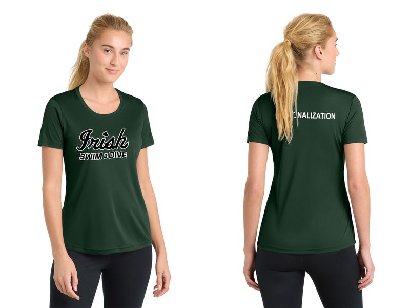 Ladies Performance Tee-Black, White, Forest Green