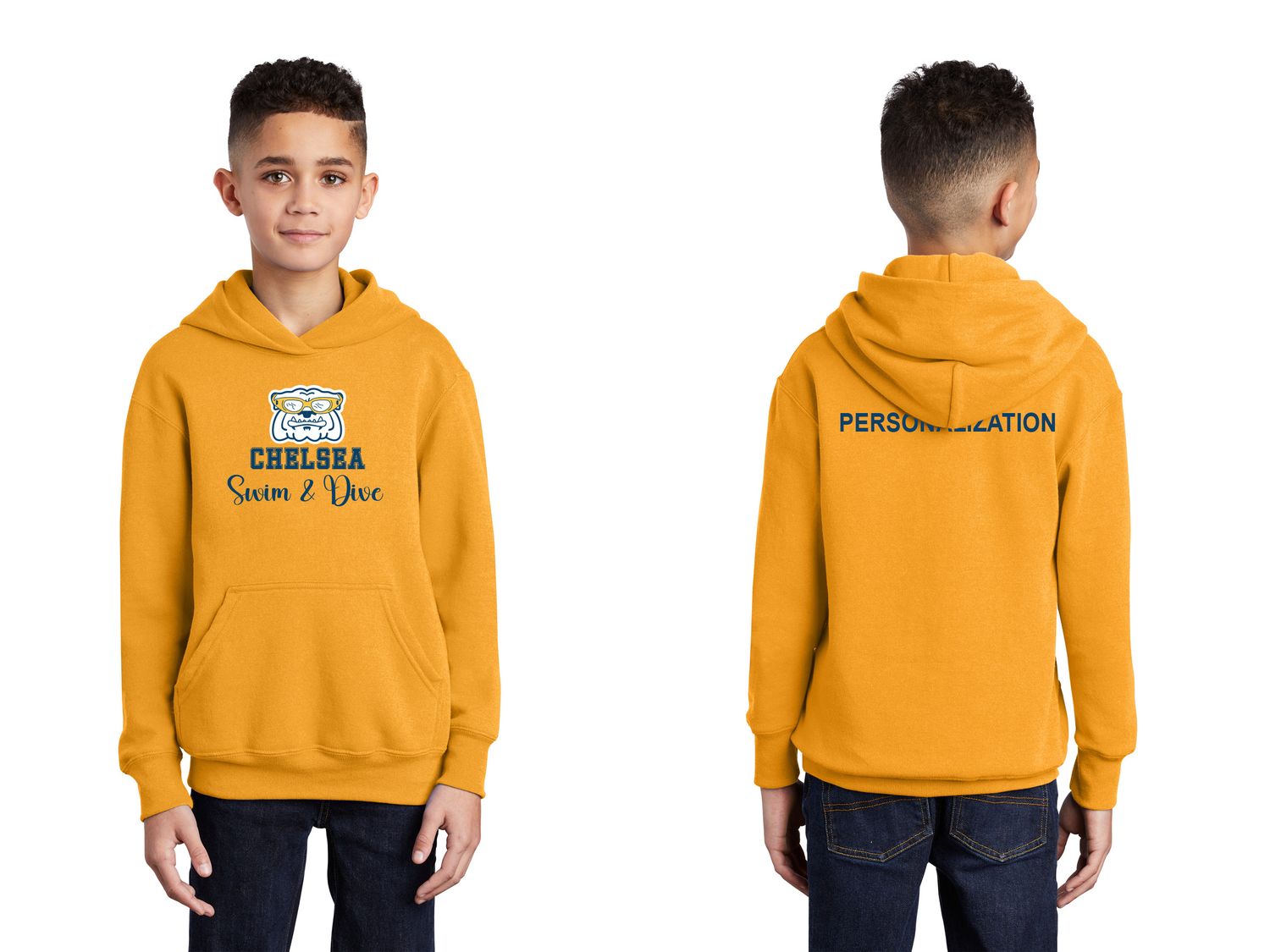 Youth Core Fleece Pullover Hooded Sweatshirt- Gold