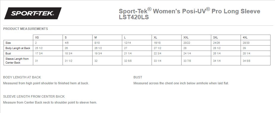 Sport-Tek Women's Posi-UV Pro Long Sleeve- Black, White