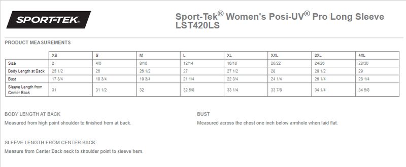 Sport-Tek Women's Posi-UV Pro Long Sleeve- Black, White