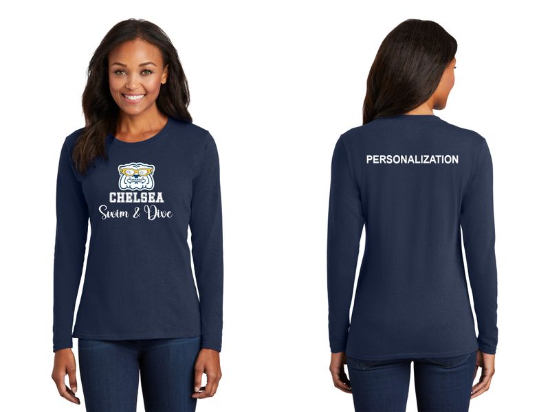 Ladies Long Sleeve Core Cotton Tee - Navy, Grey, White