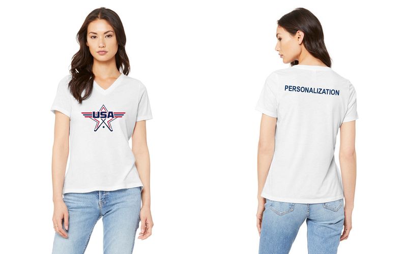 Women’s Relaxed Triblend V-Neck Tee-Navy, White, Black