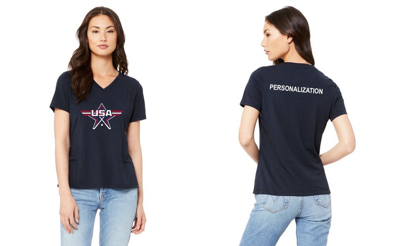 Women’s Relaxed Triblend V-Neck Tee-Navy, White, Black
