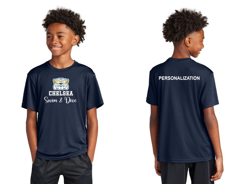 Youth Short Sleeve Performance Tee -Navy, Silver, White