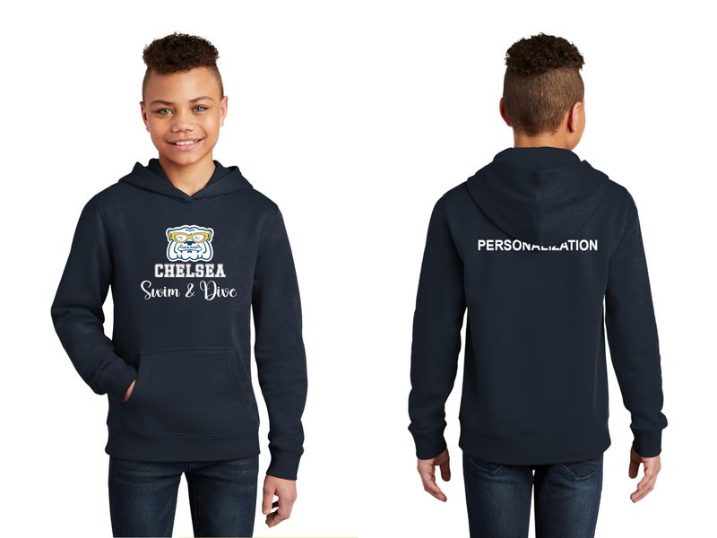 Youth District Fleece Hoodie-Navy, Light Grey Heather