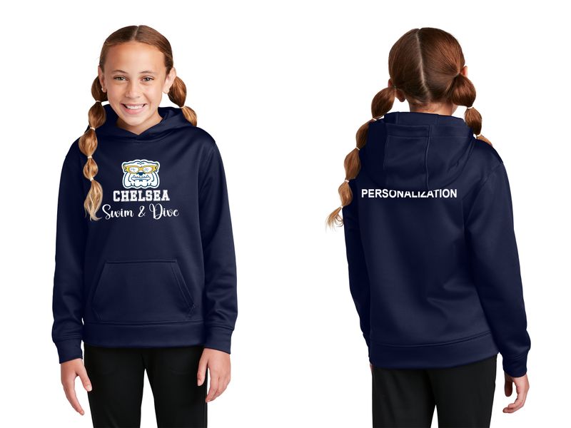 Youth Performance Fleece Hooded Pullover -Navy