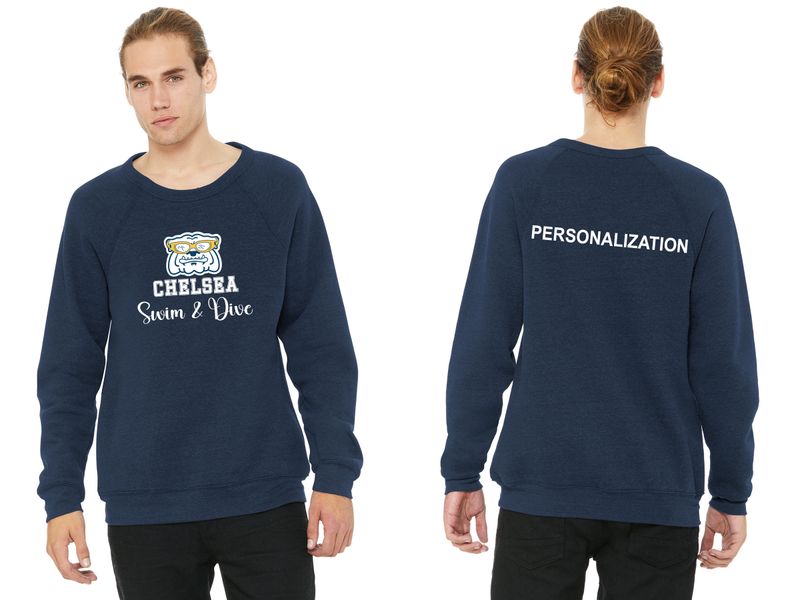 Unisex Sponge Fleece Crewneck Sweatshirt - Navy, White, Athletic Heather