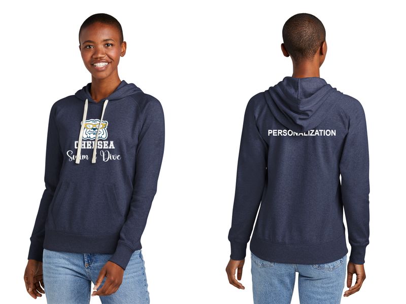 Women's Fleece Hoodie-Heather Navy, Light Grey Heather