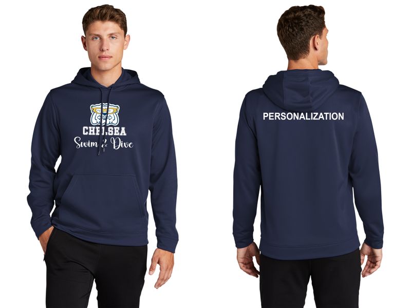 Adult Performance Pullover Hooded Sweatshirt -Navy, White