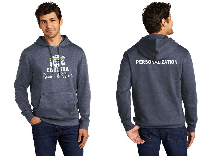 Unisex District Fleece Hoodie-Navy, Grey Frost, White