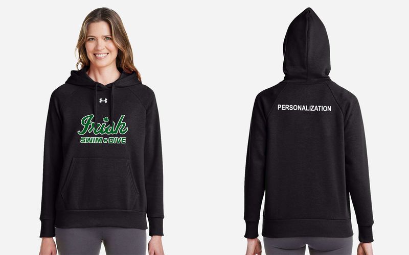 Under Armour Women's Rival Fleece Hooded Sweatshirt -Black, White