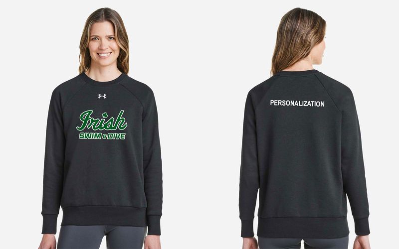 Under Armour Women's Rival Fleece Crewneck Sweatshirt (full front logo)- Black