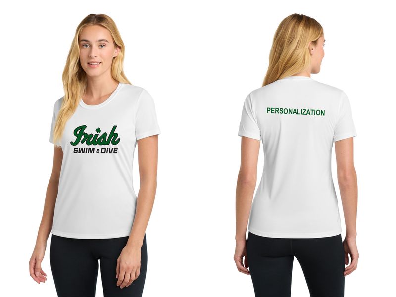 Ladies Performance Tee-Black, White, Forest Green