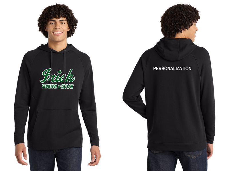 Sport-Tek Lightweight French Terry Pullover Hoodie- Black, Forest Green Heather